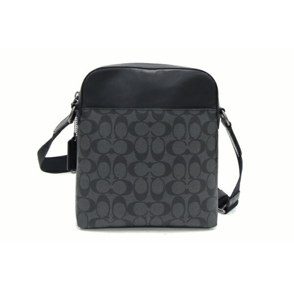 Coach Houston Flight Bag Shoulder Bag Gray Black Leather crossbody